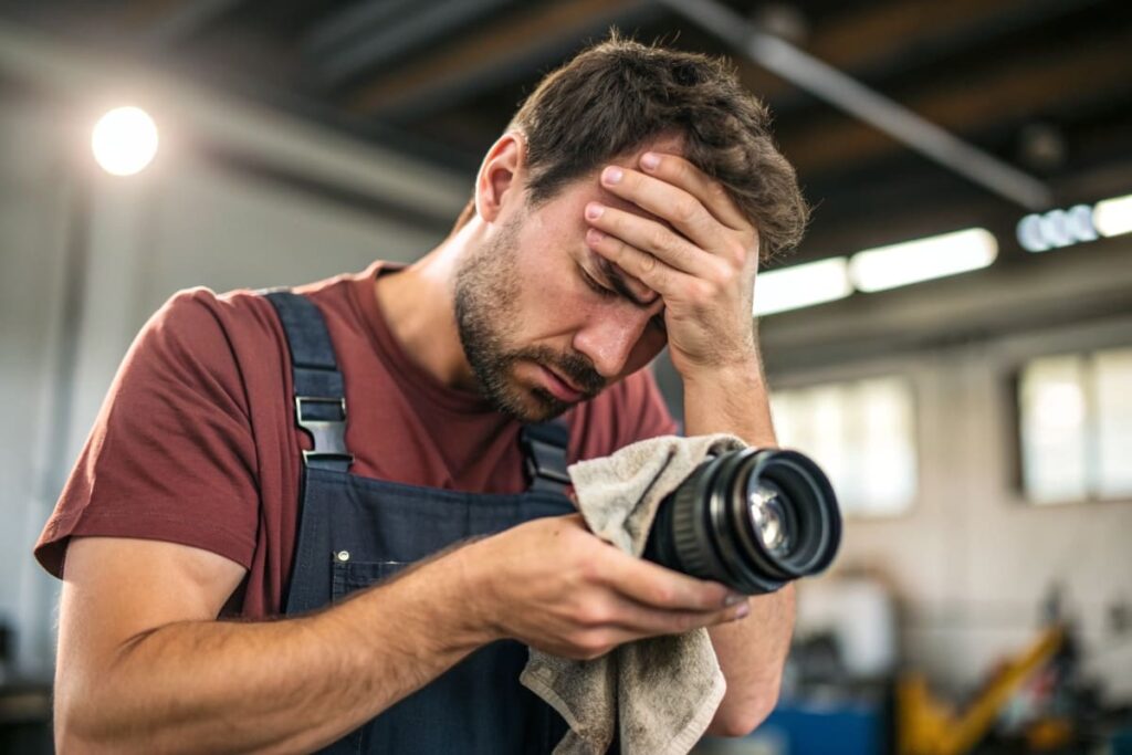 Ошибка при очистке лазерной оптической линзы